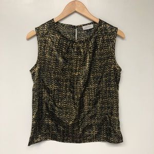 Tahari Arthur S Levine Black and Gold Shell Tank